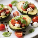Caprese stuffed avocados with mozzarella and tomatoes