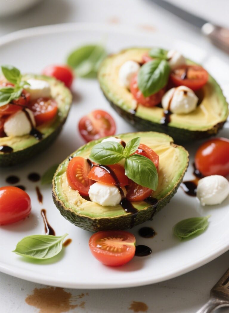 Caprese stuffed avocados with mozzarella and tomatoes