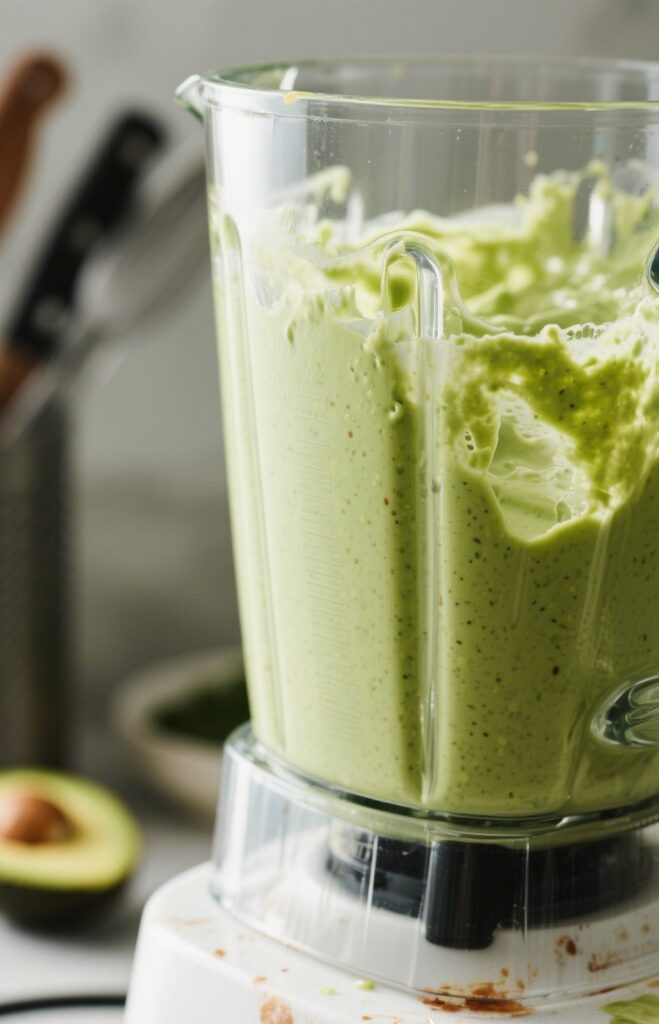 preparing phase of creamy sauce for pasta creamy avocado dressing for pasta salad