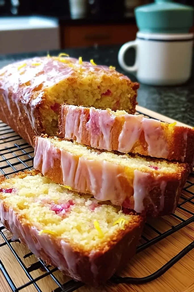 Lemon Rhubarb Loaf Freshly Baked and Ready to Enjoy!